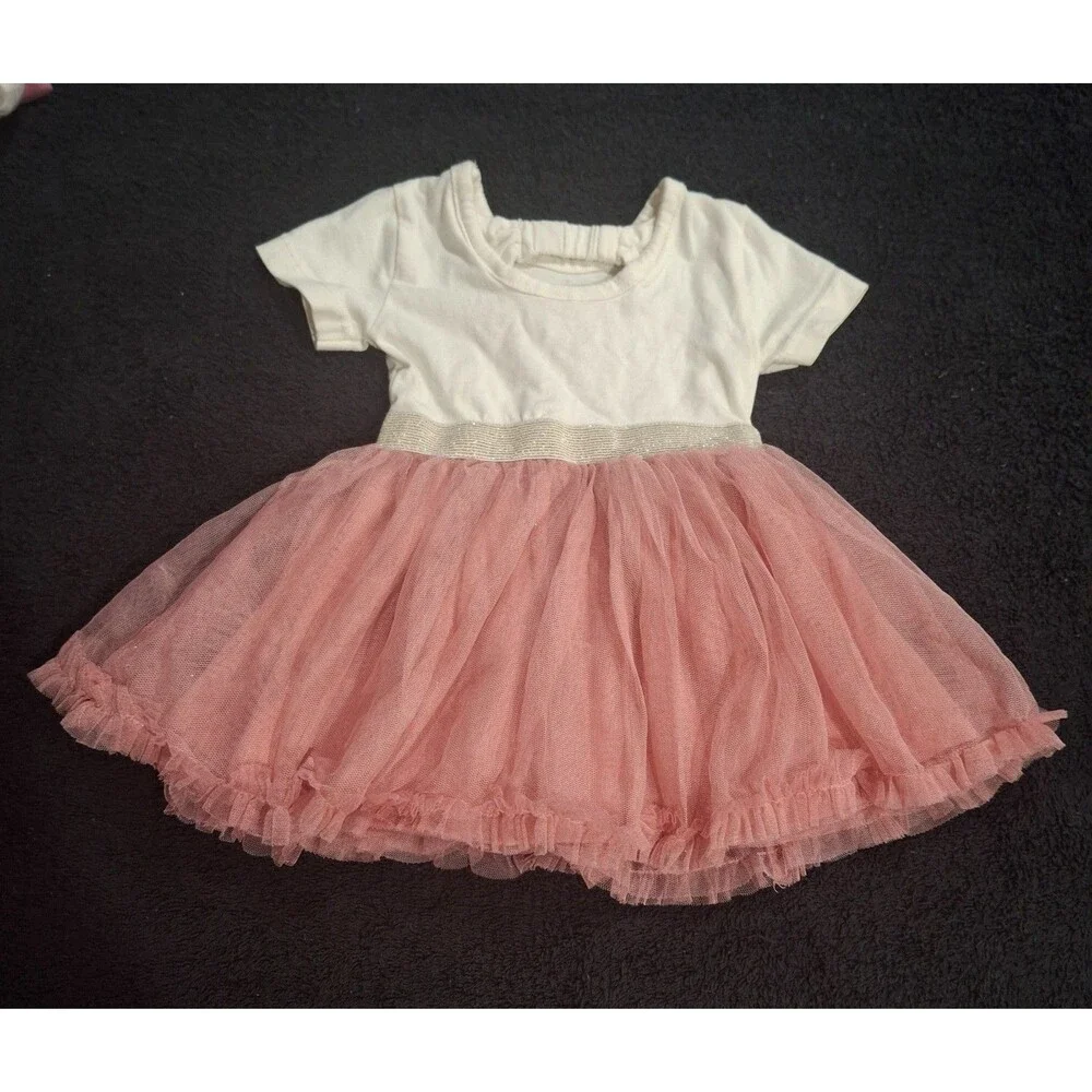 Little Lass Baby Girl Tutu Dress 3 6 Months Pink White Butterfly Floral Tulle